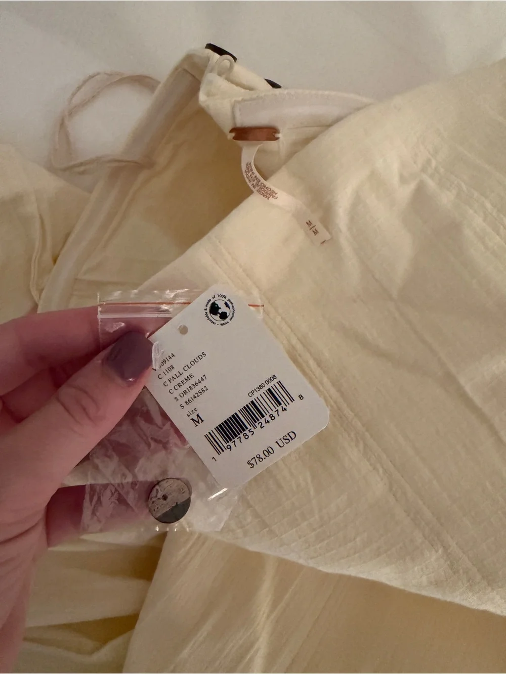 Free People Cream Strapless Pleated Mini Dress
